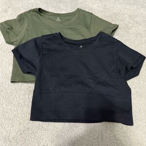 Offline Sidewalk Olive and Black Cropped T-Shirts